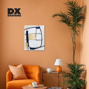 Art mural sur toile texturé 3D DX Designs, abstrait, bleu <span class=keywords><strong>marine</strong></span>, or, noir, géométrique, minimaliste, <span class=keywords><strong>peinture</strong></span> pour décoration <span class=keywords><strong>de</strong></span> maison moderne et luxueuse - Product Image 3