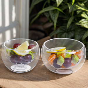 Tazón de vidrio de doble pared transparente de borosilicato alto resistente al calor, tazón de yogur para ensalada de frutas para el hogar, <span class=keywords><strong>restaurante</strong></span>, Bar - Product Image 2