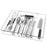 Vaisselle de cuisine à un étage en plastique moderne Compartiment de rangement Plateau rétractable Fourchette Baguettes Cuillère Classification