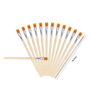 Piccolo manico in legno per bambini fai da te con pennello rotondo e piatto dettaglio acrilico pittura ad acquerello materiale artistico - Product Image 1