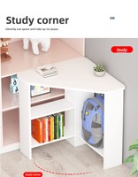 Escritorio de Estudio Minimalista de Madera Maciza, Escritorio de Esquina Triangular para Computadora, Mesa Pequeña para el Hogar o la Escuela con Partición