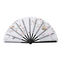Éventail pliable promotionnel de 13 pouces, personnalisable par sublimation, impression thermique double face, poignée en plastique noir/blanc, DIY