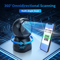 Pemindai Barcode 1D 2D QR Code Omnidirectional Desktop EDOO D43 dengan Sensor Otomatis, Scanner Counter Tetap, Kabel USB untuk Supermarket dan Retail