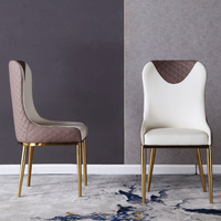 Ensemble Table et Chaises de Restaurant de Luxe Doré, Scandinave en Marbre, Combinaison Rectangulaire pour Hôtel, 6 Chaises Incluses