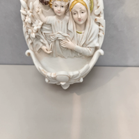 Fontaine à eau bénite de la Sainte Famille en résine, plaque murale, figurine de la Sainte Famille, Joseph, Marie, Jésus, décoration murale religieuse, cadeau d'église