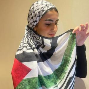 New Arrival Striped Middle East <b>Bandana</b> Satin Print Hijab Scarf Shawl Headscarf Palestine Islamic <b>Ethnic</b> Hijab Shawls - Product Image 1