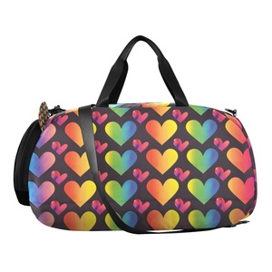 Large Capacity Fashion Sports Fitness <b>Bag</b> Portable Customs Heart Patterns Polyester Travel Shoulder Duffel <b>Bag</b> - Product Image 2