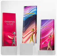 Vente en gros Impression couleur Réunion annuelle créative Souvenir Plaque Trophée Médaille de cristal Récompenses Couleur Imprimé Trophée de cristal