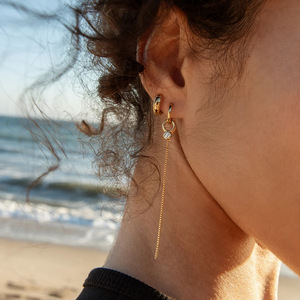 Drop <b>Earrings</b> <b>Tassel</b> Chain Zircon Bezel Setting Stainless Steel Party Jewelry For Women - Product Image 3