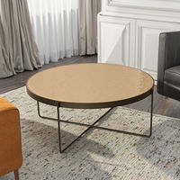 Table basse moderne à succès avec plateau en verre trempé et structure métallique, ensemble de meubles décoratifs pour salon