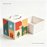 Boîte cadeau en papier personnalisée avec poignée, pour emballage de cadeaux de fêtes, boîte pliable avec poignée