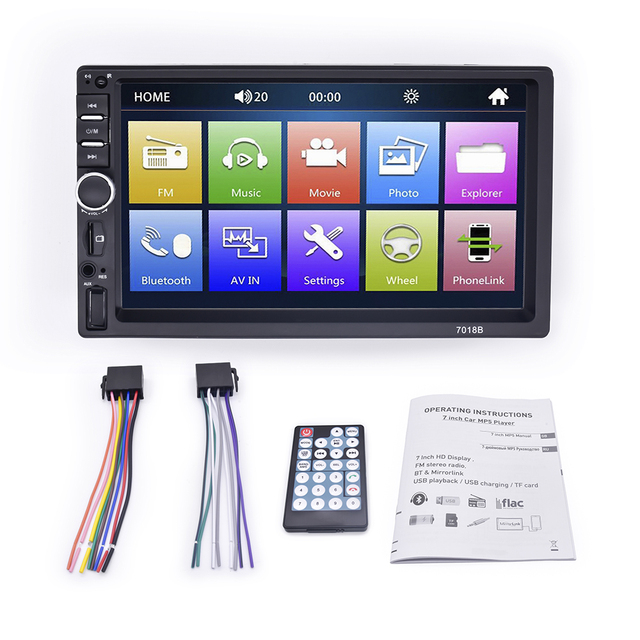 7 Inch Car MP5 for Bluetooth Player Central Control CarPlay GPS Android Auto Large Dashboard Display USB Connection