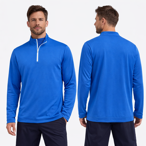 เสื้อสเวตเชิ้ตแบบซิป 1/4 สำหรับผู้ชาย คุณภาพสูง ออกแบบเองได้ตามสั่ง (OEM) พร้อมปักโลโก้  แบบหนา เหมาะสำหรับกิจกรรมกลางแจ้ง - Product Image 1