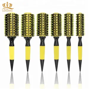 Private Label Non-slip Rubber Handle Anti Static Heat Resistant Hair Roller Styling Heat-Resistant Round Brazilian Brush