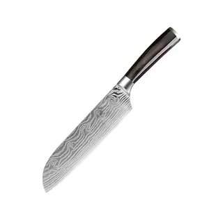 Keskin mutfak şef bıçaklar 5CR15 lazer şam çelik reçine craftwork kolu ile şefin bıçak