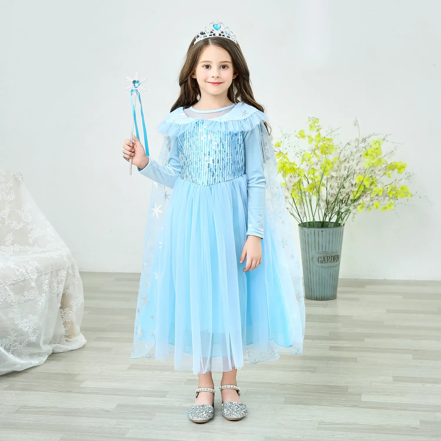 Vestido frozen 2 para menina, venda quente, vestido de manga longa para bebês, menina, elsa, vestidos para cosplay, roupas de festa de halloween, d98