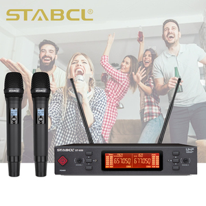 Stabcl ST-950 Không Dây Kim Loại <span class=keywords><strong>Microphone</strong></span> Chuyên Nghiệp <span class=keywords><strong>UHF</strong></span> 2 Kênh Cầm Tay Không Dây <span class=keywords><strong>Microphone</strong></span> Cho KTV Karaoke Sân Khấu - Product Image 1