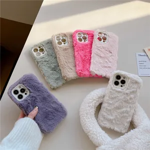 Casing Ponsel Lembut Mewah Tangan Hangat Musim Dingin untuk Iphone 11 12 13 X Xr Xsmax, untuk Iphone 14 Casing Bulu