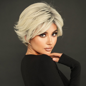 วิกผมพิกซี่สำหรับผู้หญิงสีบลอนด์เป็นสีเทาเข้มสำหรับผู้หญิงวิกผมสีขาวแบบไล่เฉดสีเทา - Product Image 3