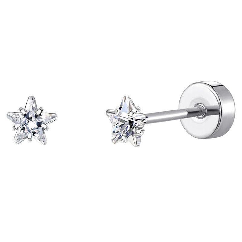 White five-pointed star zircon pair