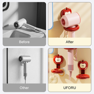 Soporte de Pared para Secador de Pelo UFORU Rangement, Organizador de Almacenamiento para Baño con Estante y Diseño de Manzana - Product Image 4