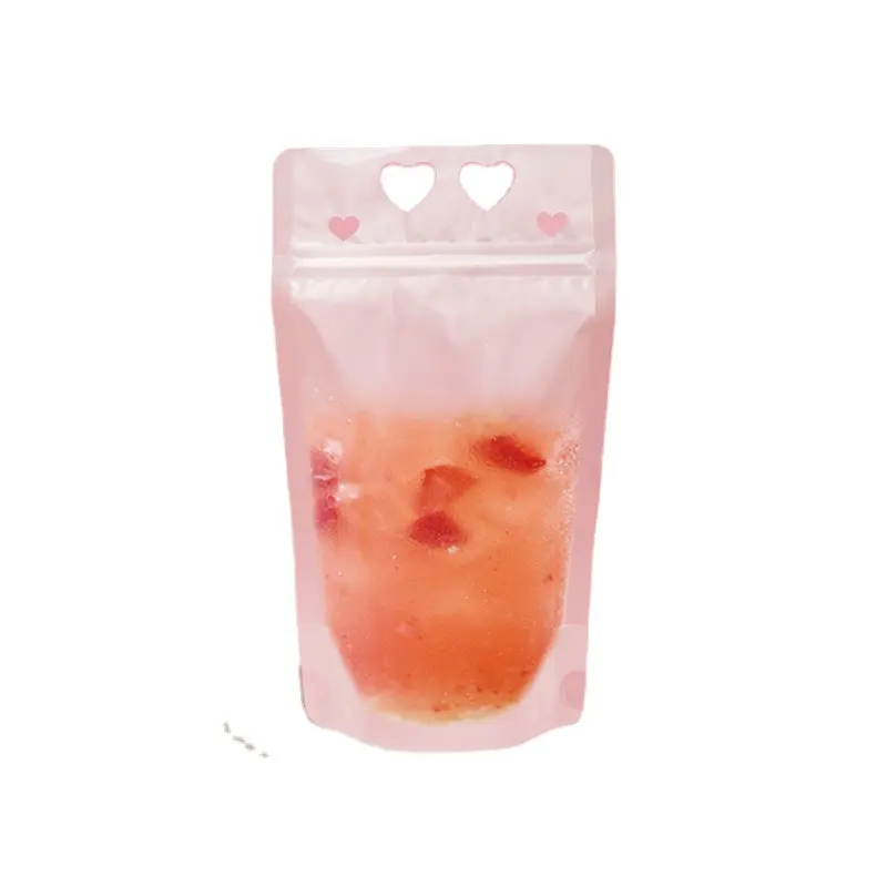 गर्म बिक्री में पेय रिसाव-नि: शुल्क पेय कंटेनर जिपर प्लास्टिक बैग संभाल के साथ पीने के लिए तरल पाउच