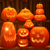 Lanterne citrouille d'Halloween lumineuse en plastique pour usage intérieur/extérieur, grandes décorations
