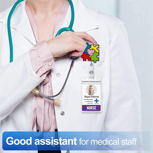 New cross-border colored easy-pull <b>buckle</b>, medical-grade glitter acrylic retractable name tag/card holder, in stock. - Product Image 3