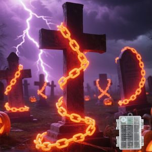 Guirnalda de Luces LED Naranjas a Prueba de Agua IP65, Cadena de Luces de Plástico con Pilas, 8 Modos, Temporizador, para Decoración de Fiestas de Halloween, Venta al Por Mayor OEM - Product Image 1