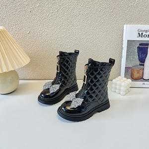 Colección Otoño Invierno Botas cortas de moda para niñas pequeñas Viento inglés Estilo princesa Tacones altos Cremallera Goma - Product Image 6