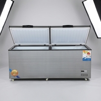 Congélateur coffre horizontal commercial en acier inoxydable CE à 2 portes, double température, pour usage domestique