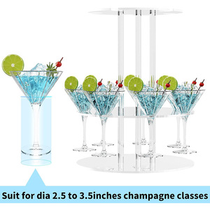 حامل مشروبات من طبقتين من الأكريليك لحمل كؤوس النبيذ والكوكتيل والشمبانيا للحفلات والأعراس والاحتفالات المدرسية - Product Image 5