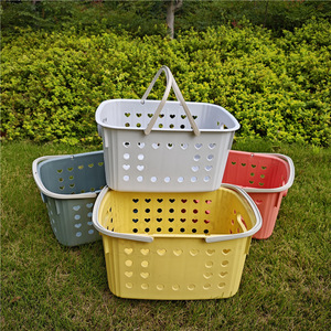 ตะกร้าช้อปปิ้งพลาสติก 39x28x20 ซม. พกพาสะดวกสำหรับใส่ผักผลไม้และจัดเก็บเสื้อผ้า - Product Image 1