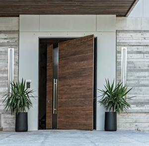 2024 Thiết Kế Mới Nhất Biệt Thự Hiện Đại Khu Dân Cư Nhập Chính Lối Vào Cửa Gỗ Gỗ Bên Ngoài Phía Trước Cửa Pivot Với Khung Cho Nhà - Product Image 6