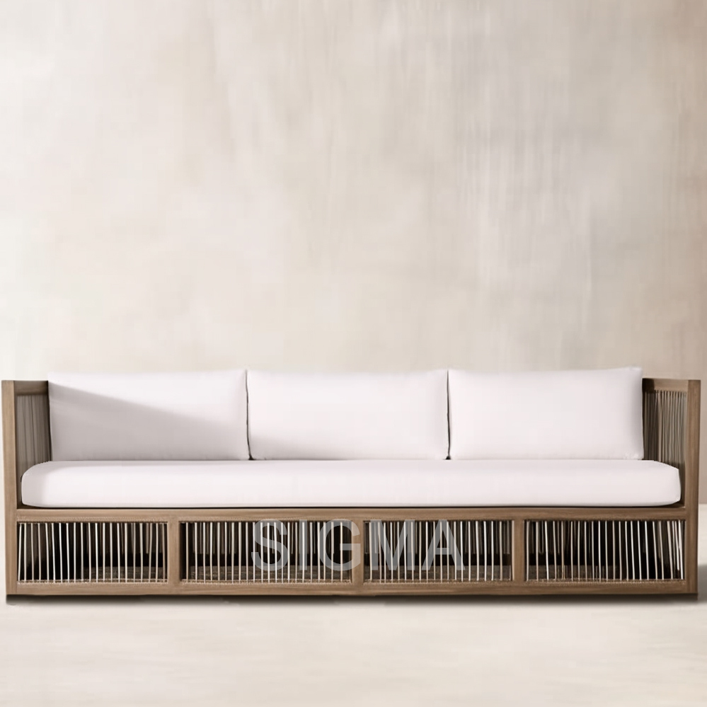 Modern All Weather teak  Luxury Outdoor Patio Hotel  Sofa set Couch Solid Wooden Armchair Garden Sofa sectional