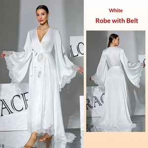 <span class=keywords><strong>Vestaglia</strong></span> da Sposa Elegante in <span class=keywords><strong>Raso</strong></span> Nero e Bianco con Pizzo, Lussuosa <span class=keywords><strong>Vestaglia</strong></span> Lunga con Maniche a Campana, Sexy e Traspirante - Product Image 6