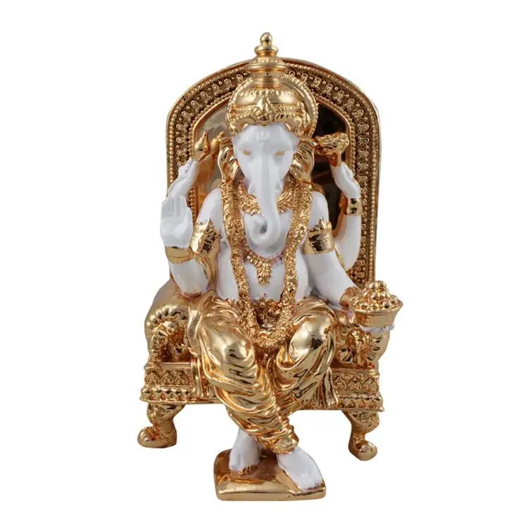 Современный полимерный орнамент Ganesha на удачу, роскошная Золотая фигурка Ganesha, Индия, домашнее украшение фэншуй, статуя Ganesha