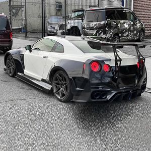 Ömür boyu tarzı yarım karbon Fiber Nissan GTR GTR için geniş vücut kitleri 2008-2016 araba tekerlek kemer ön arka tampon yan etekler Hood - Product Image 6