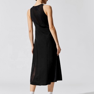 <span class=keywords><strong>De</strong></span> <span class=keywords><strong>las</strong></span> mujeres sin mangas Casual profundo O cuello verano <span class=keywords><strong>playa</strong></span> Maxi negro tejer vestido - Product Image 3