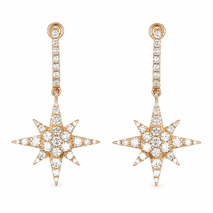 18K Gold Multi-Tone Star Design Pave <b>Diamond</b> <b>Dangle</b> <b>Earrings</b> Luxury Jewelry Hypoallergenic Women Accessory - Product Image 6