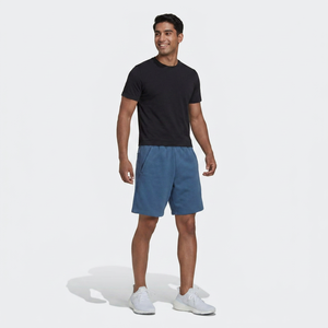 Pantalones cortos de entrenamiento de algodón 100% azul para hombre, ropa deportiva de gimnasio de verano transpirable ligera, cintura elástica cómoda, envío DDP - Product Image 1