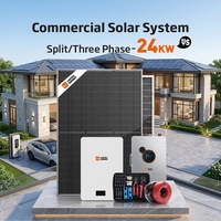 Kit complet de système solaire hybride 24 kW avec batterie de stockage 50 kWh, 3 onduleurs 8 kW et panneaux solaires bifaciaux