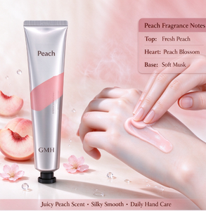 ครีมทามือกลิ่นพีชฉลากส่วนตัว บรรจุภัณฑ์ตามสั่ง MOQ ต่ำ มีตัวอย่างให้ทดลอง รับผลิตแบบ OEM กลิ่นผลไม้และดอกไม้ ช่วยเพิ่มความชุ่มชื้นให้ผิวมือ - Product Image 1