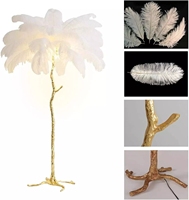 Salon de luxe décor à la maison canapé de chevet lumière verticale E27 nordique résine plume lampadaire lumière