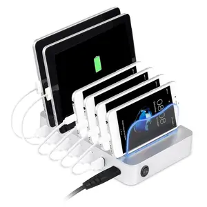Multiple Device Electronics Smart Fast Charging Dock Station Portable Home Public 6 Ports Mobile Phone Multi USB Charger Station