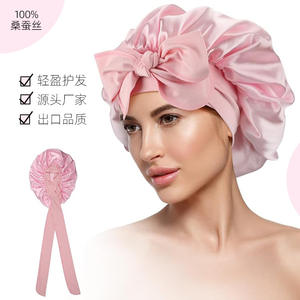 100% Silk Satin <b>Bonnet</b> for Women's Curly Hair-Double Layer Sleep Cap with Tie Band Daily Use - Product Image 1