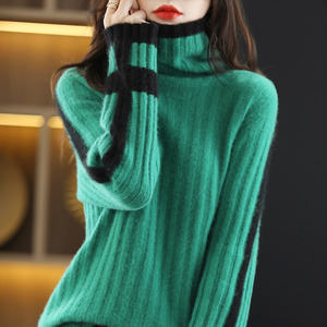 <span class=keywords><strong>Maglione</strong></span> 2022 autunno e inverno nuovo stile con colletto a pila <span class=keywords><strong>maglione</strong></span> da donna alla moda con colore abbinato <span class=keywords><strong>maglione</strong></span> largo e pigro in lana 100 - Product Image 4