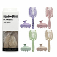 Ensemble de brosses démêlantes et lissantes pour cheveux en paille de blé biodégradable avec logo personnalisé, pour massage du cuir chevelu et démêlage facile, à dents larges