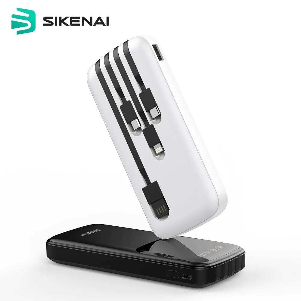 Sikenai 10000 mah Akku tragbar mit Kabel LED Digital anzeige 4 USB-Anschluss der Power Bank für iPhone Xiaomi