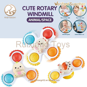 Approvisionnement d'usine PVC anneau de dentition <span class=keywords><strong>bébé</strong></span> jouet à mâcher <span class=keywords><strong>ventouse</strong></span> sensorielle rotatif Fidget Spinner jouet de bain refroidissement pour enfants - Product Image 4